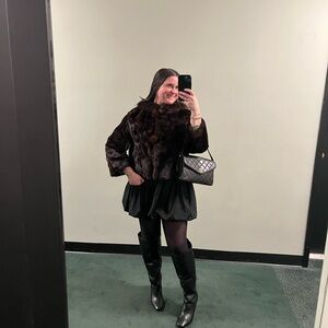 Elegant Brown vintage size M Mink fur cropped  Jacket with fun button details